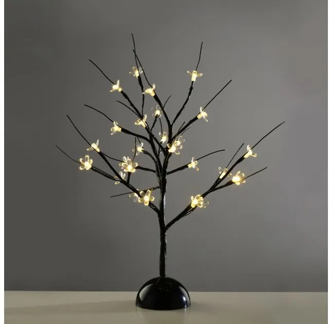 Διακοσμητικό Δέντρο 25 LEDs Μπαταρίας Μαύρο Επιτραπέζιο 45cm X1025111 Aca X1025111