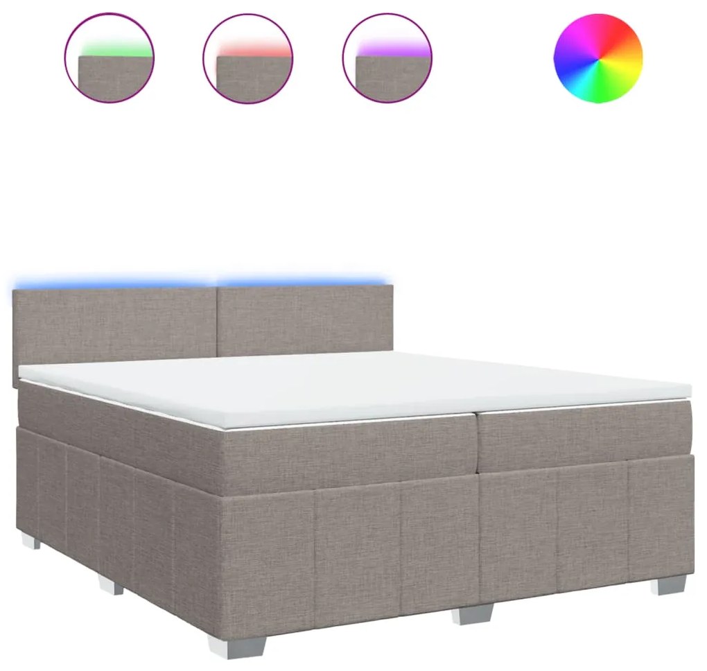 vidaXL Κρεβάτι Boxspring με Στρώμα Taupe 200x200 εκ. Υφασμάτινο