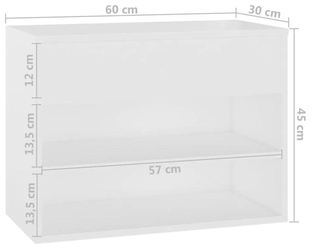 Παπουτσοθήκη Λευκή 60 x 30 x 45 εκ. από Επεξ. Ξύλο 808738