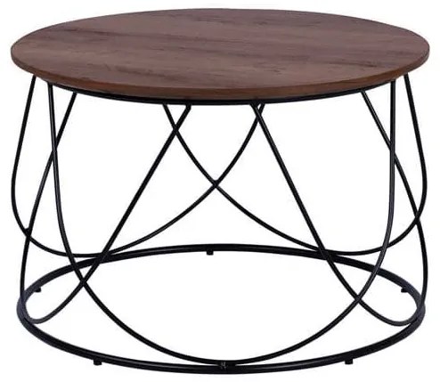 Τραπεζάκι Σαλονιού Black-Brown Φ60X40 HM8604 Mdf, Metal