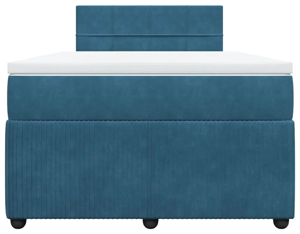 vidaXL Κρεβάτι Boxspring με Στρώμα Μπλε 120x200 εκ. Βελούδινο