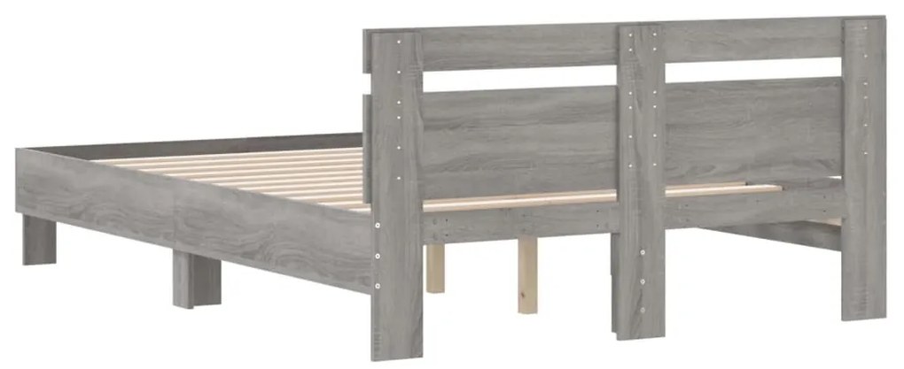vidaXL Πλαίσιο Κρεβατιού με Κεφαλάρι Γκρι Sonoma 120x200εκ. Επεξ. Ξύλο