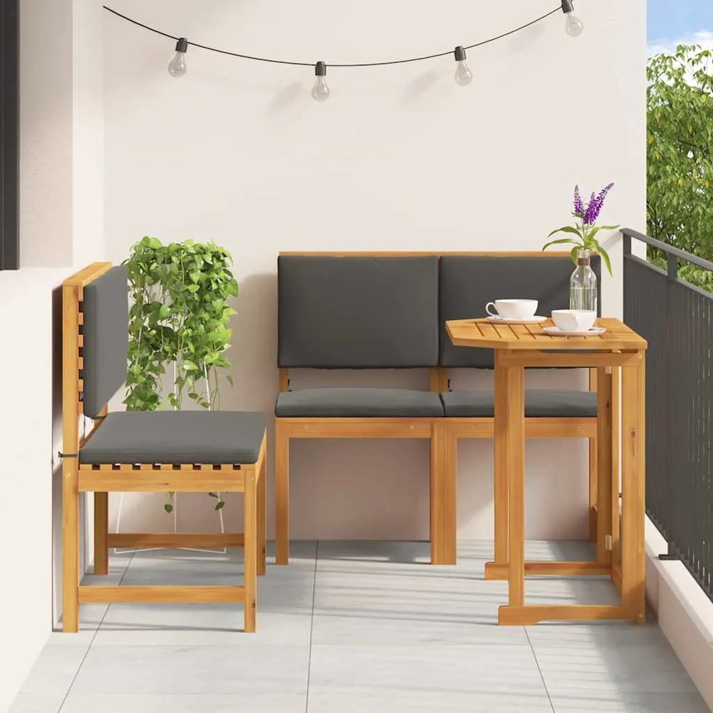 vidaXL Σετ Μπιστρό Κήπου 3 pcs Καφέ Μασίφ ξύλο ακακίας