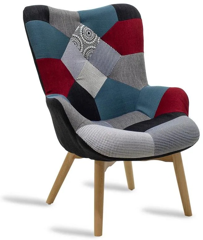 Πολυθρόνα Kido υφασμάτινη χρώμα patchwork 72x75x99 εκ.
