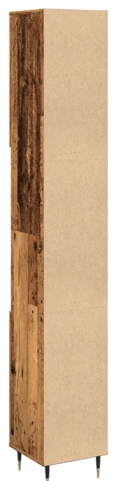 vidaXL Ντουλάπι μπάνιου Παλιό ξύλο 30x30x190 cm Κατασκευασμένο ξύλο