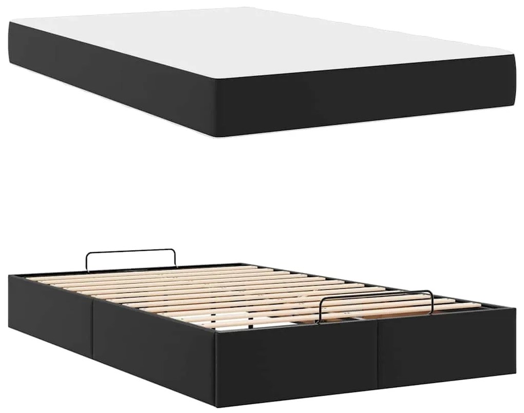 vidaXL Σκελετός κρεβατιού με στρώμα Μαύρο 120 x 190 cm Τεχνητό δέρμα