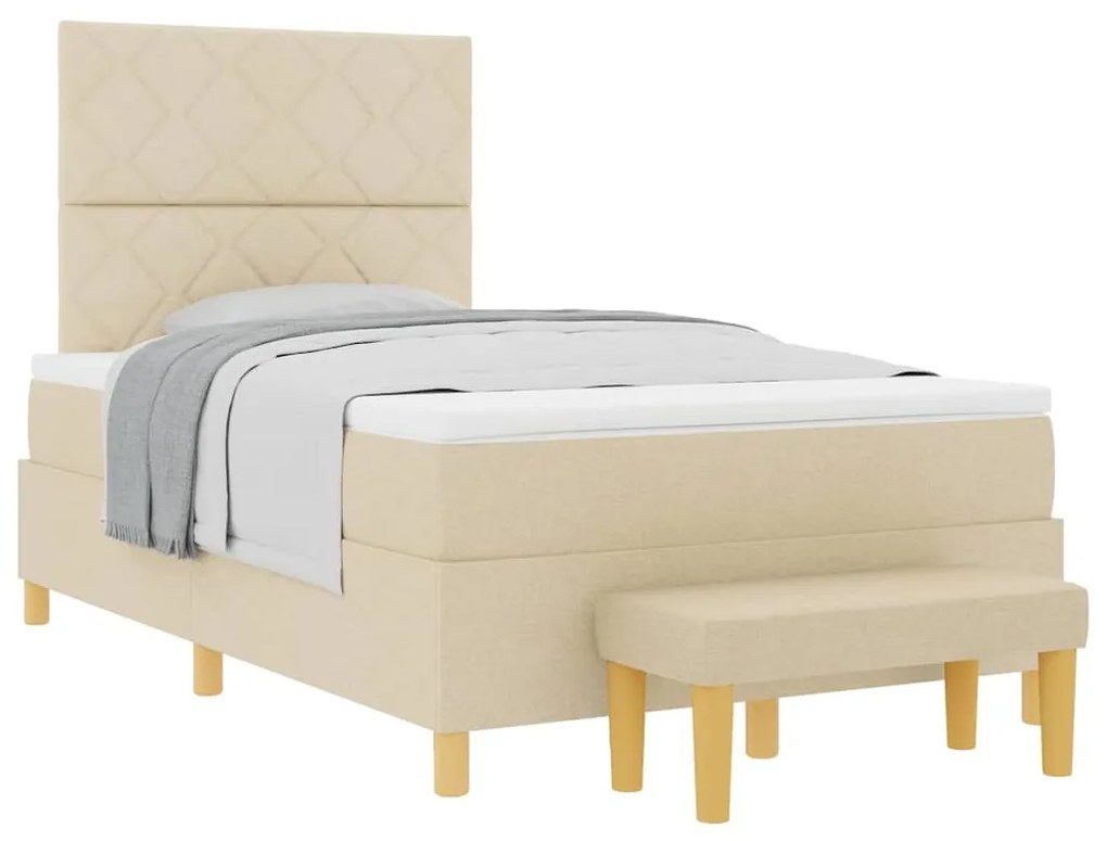 vidaXL Κρεβάτι με ελατήρια με στρώμα Κρεμ 120 x 190 cm ύφασμα