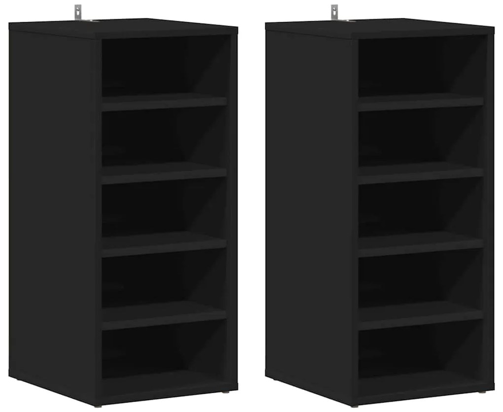 vidaXL Παπουτσοθήκες 2 τεμ. Μαύρες 31,5 x 35 x 70 εκ. από Επεξ. Ξύλο