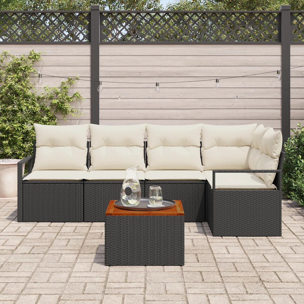 vidaXL Σετ Καναπέ Κήπου 6 pcs Μαύρος, λευκός Μέγεθος