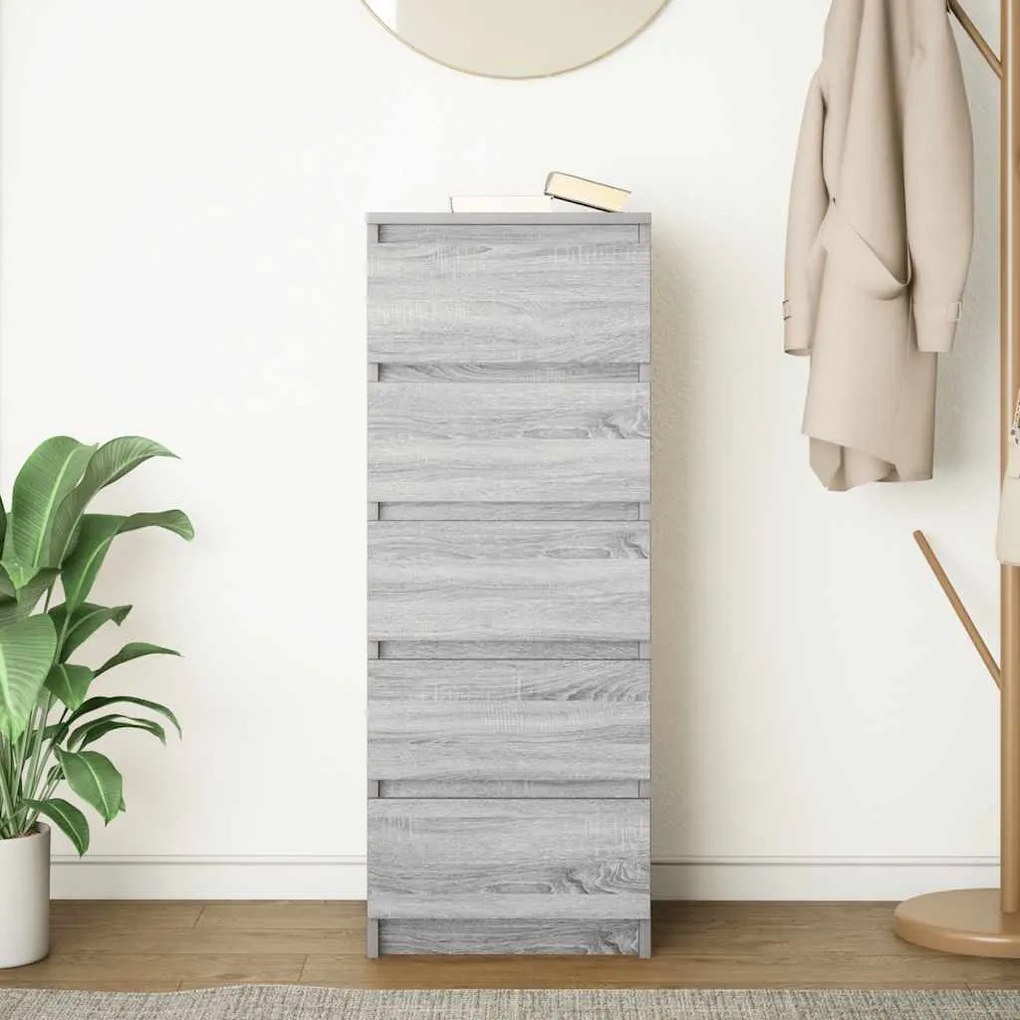 Συρταριέρα με Συρτάρια Γκρι Sonoma 37,5x35x99εκ. από Επεξ. Ξύλο - Γκρι