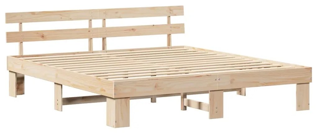 vidaXL Σκελετός Κρεβατιού Καφέ 200 x 200 cm Μασίφ ξύλο πεύκου