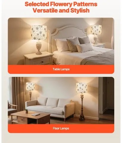 VEVOR Drum Lamp Shade 2 Set 13 x 13 x 10 in Lampshade (Light Dandelion Pattern)