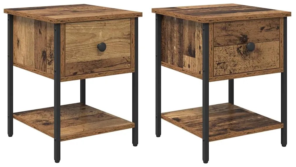 vidaXL Κομοδίνο 2 pcs Παλιό ξύλο 34 x 35,5 x 45 εκ Επεξεργασμένο ξύλο