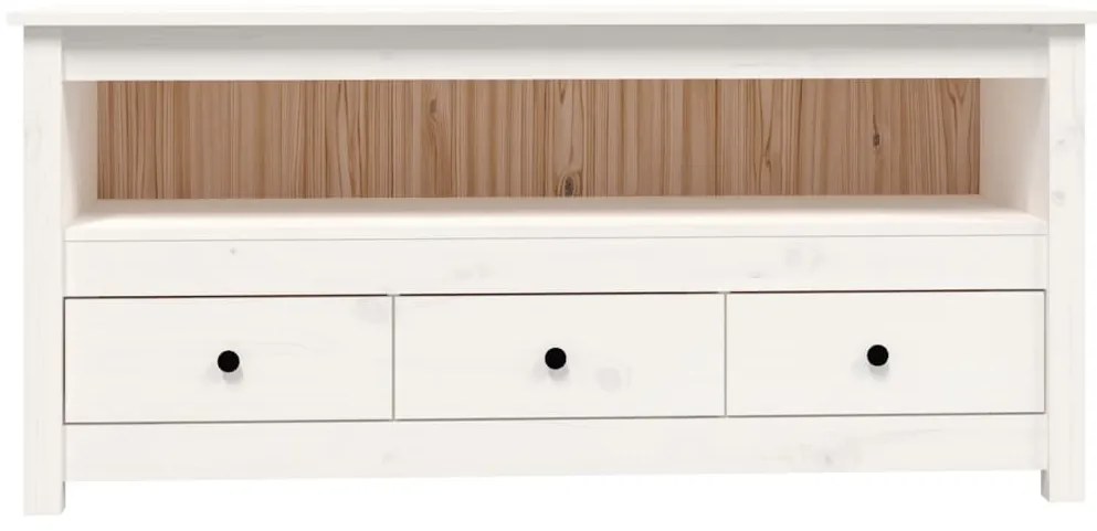 vidaXL Έπιπλο Τηλεόρασης Λευκό 114x35x52 εκ. από Μασίφ Ξύλο Πεύκου