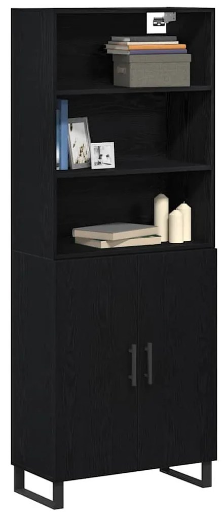 vidaXL Highboard 2 pcs Μαύρη δρυς 70 x 34 x 180 εκ. Επεξεργασμένο ξύλο