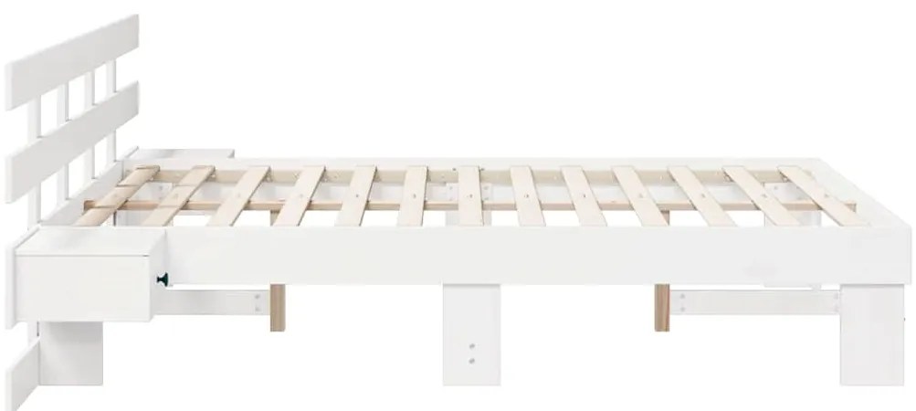 vidaXL Σκελετός Κρεβατιού με συρτάρι Λευκό 120 x 190 cm Μασίφ ξύλο