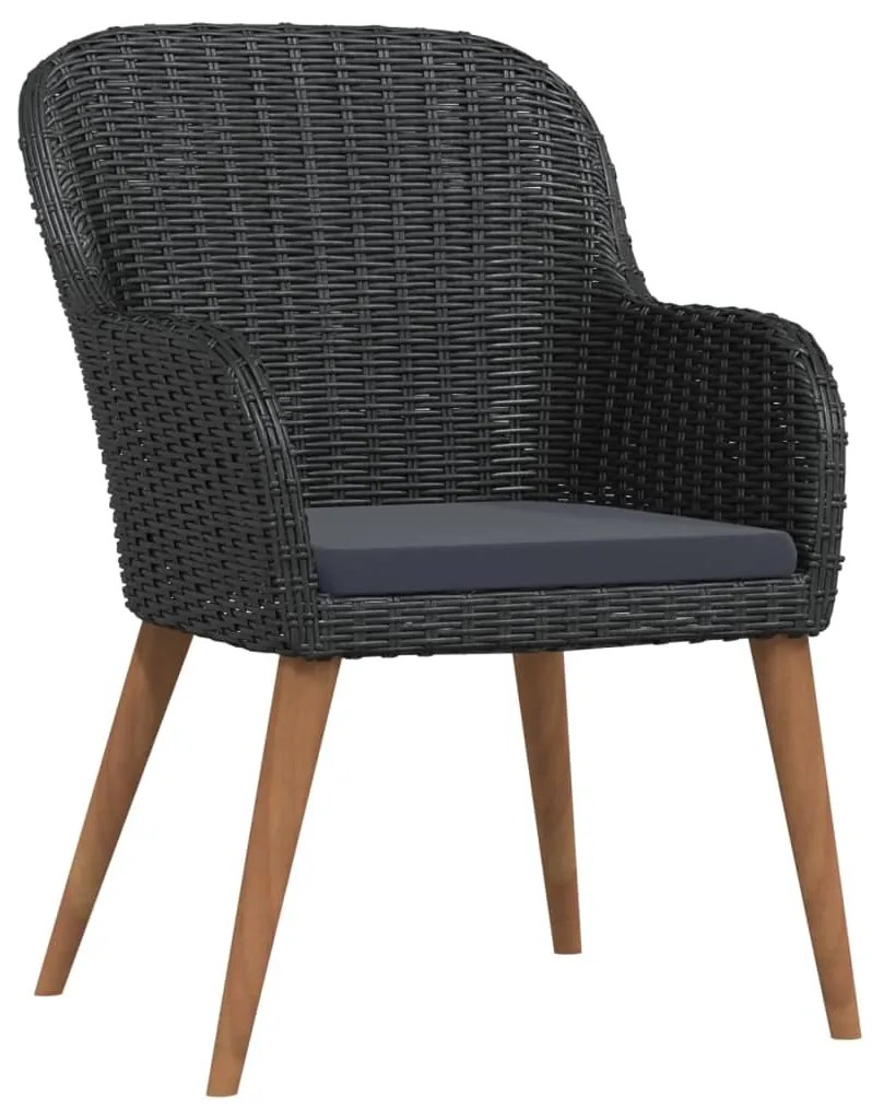 vidaXL Σετ Τραπεζαρίας Κήπου 7 Τεμαχίων Μαύρο με Μαξιλάρια