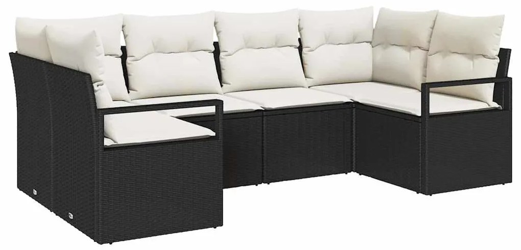 vidaXL Σετ Καναπέ Κήπου 6 pcs Μαύρο, Κρέμα Πολυ rattan, βαμμένο ατσάλι
