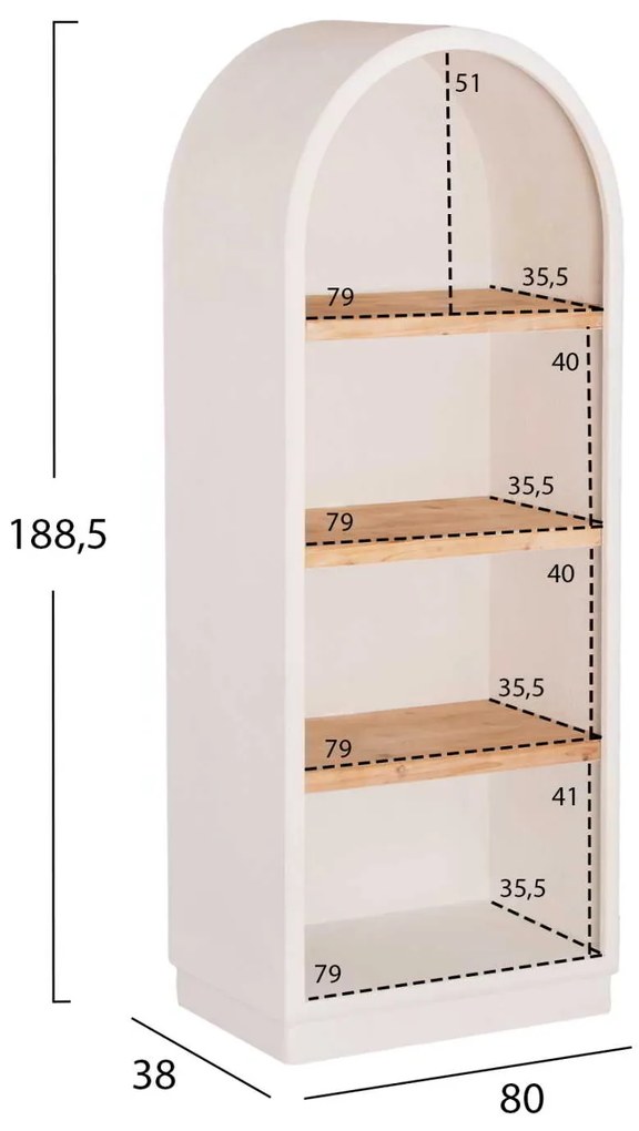 ΡΑΦΙΕΡΑ ΣΕΙΡΑ SANTORINI HM18044 MDF ΥΠΟΛΕΥΚΟ-ΡΑΦΙΑ ΞΥΛΟ ΕΛΑΤΟΥ ΦΥΣΙΚΟ 80x38x188,5Υεκ.