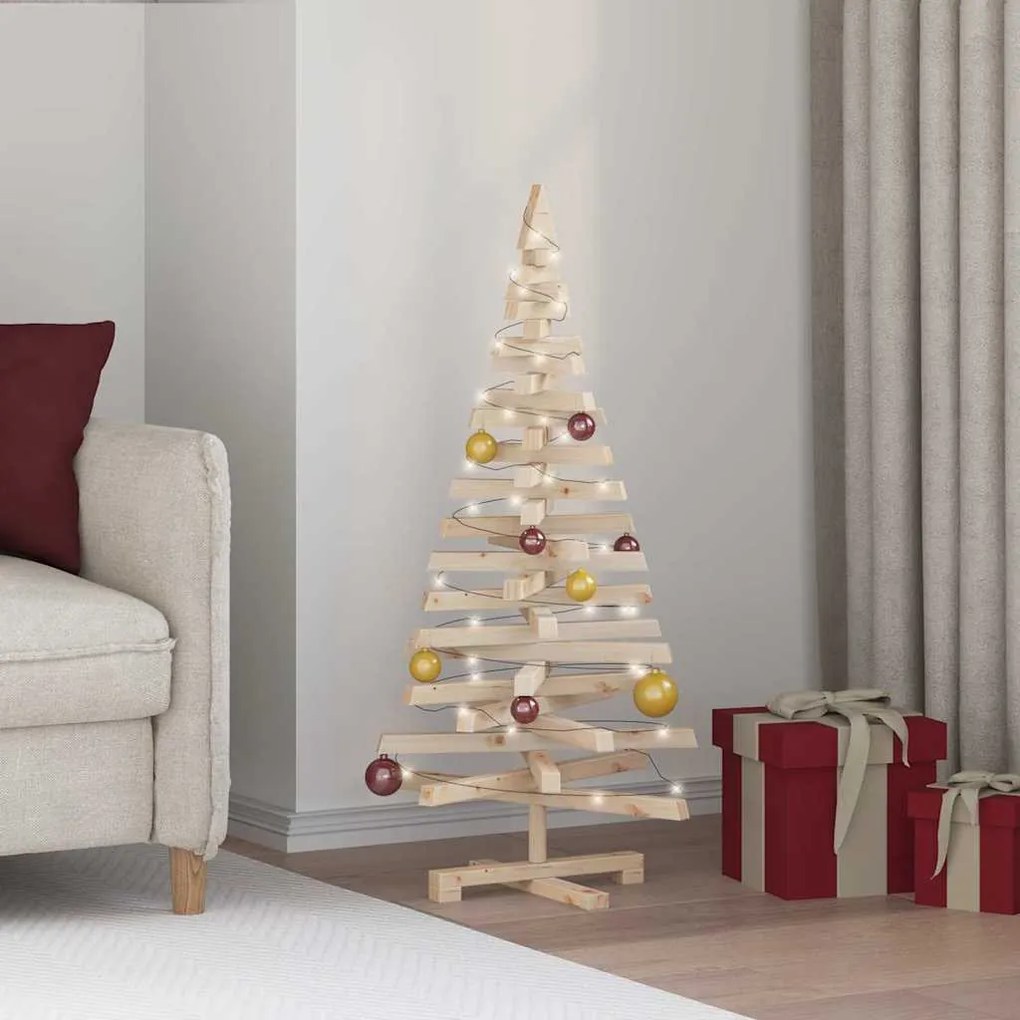vidaXL Χριστουγεννιάτικα Δέντρα Φυσικό 120 cm Μασίφ ξύλο πεύκου