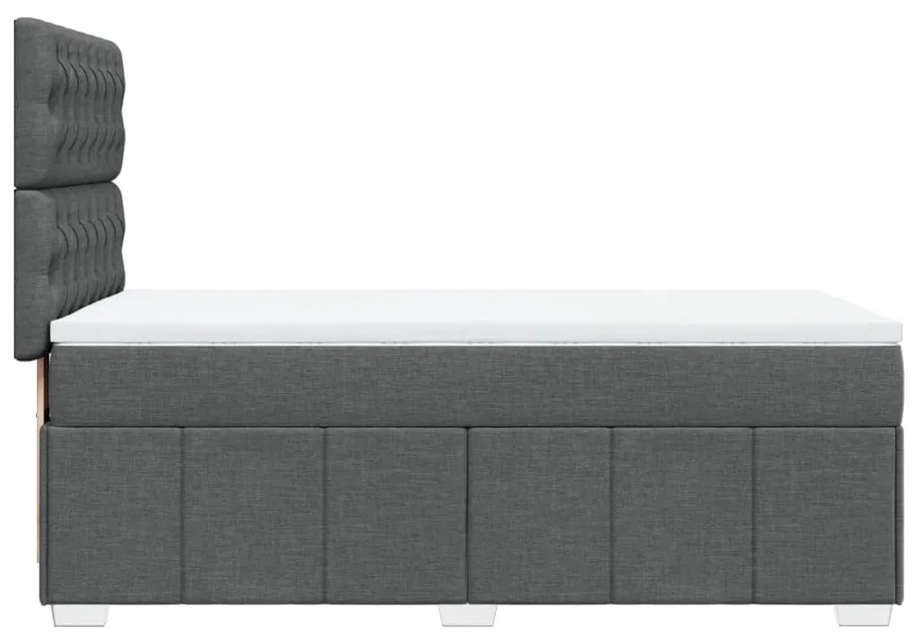 vidaXL Κρεβάτι Boxspring με Στρώμα Σκούρο Γκρι 100x200 εκ. Υφασμάτινο