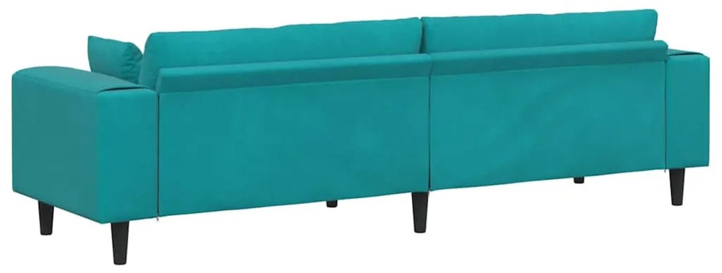 vidaXL Καναπές με μαξιλάρι Τιρκουάζ 250 x 77 x 76 εκ. Βελούδο