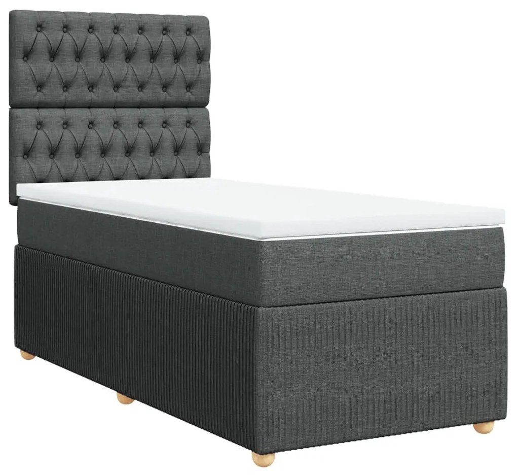 vidaXL Κρεβάτι Boxspring με Στρώμα Σκούρο Γκρι 80x200 εκ. Υφασμάτινο