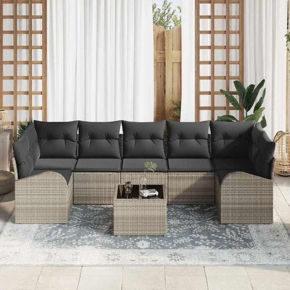 vidaXL Σετ Καναπέ Κήπου με μαξιλάρι 8 pcs Ανοιχτό γκρι 55 x 55 x 37 εκ