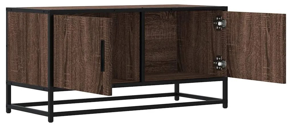 vidaXL Έπιπλο Τηλεόρασης Καφέ Δρυς 80x34,5x40εκ Επεξ. Ξύλο/Μέταλλο