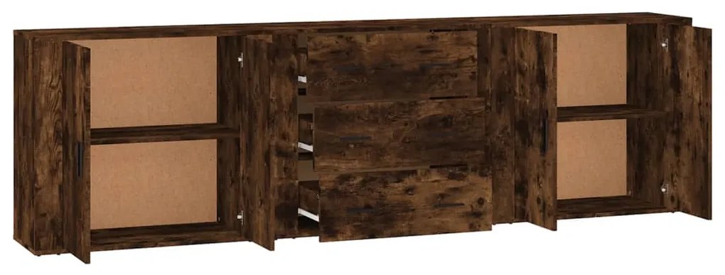 vidaXL Ντουλάπια 3 τεμ. Καπνιστή δρυς Επεξεργασμένο Ξύλο