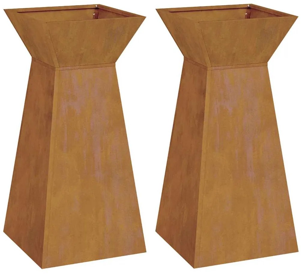 vidaXL Γλάστρα Πυλώνας 2 pcs Ασημί 35 x 35 x 73 εκ. Ατσάλι