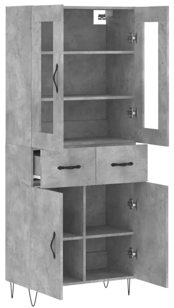 vidaXL Ντουλάπι Γκρι Σκυροδέματος 69,5x34x180 εκ. Επεξεργασμένο Ξύλο