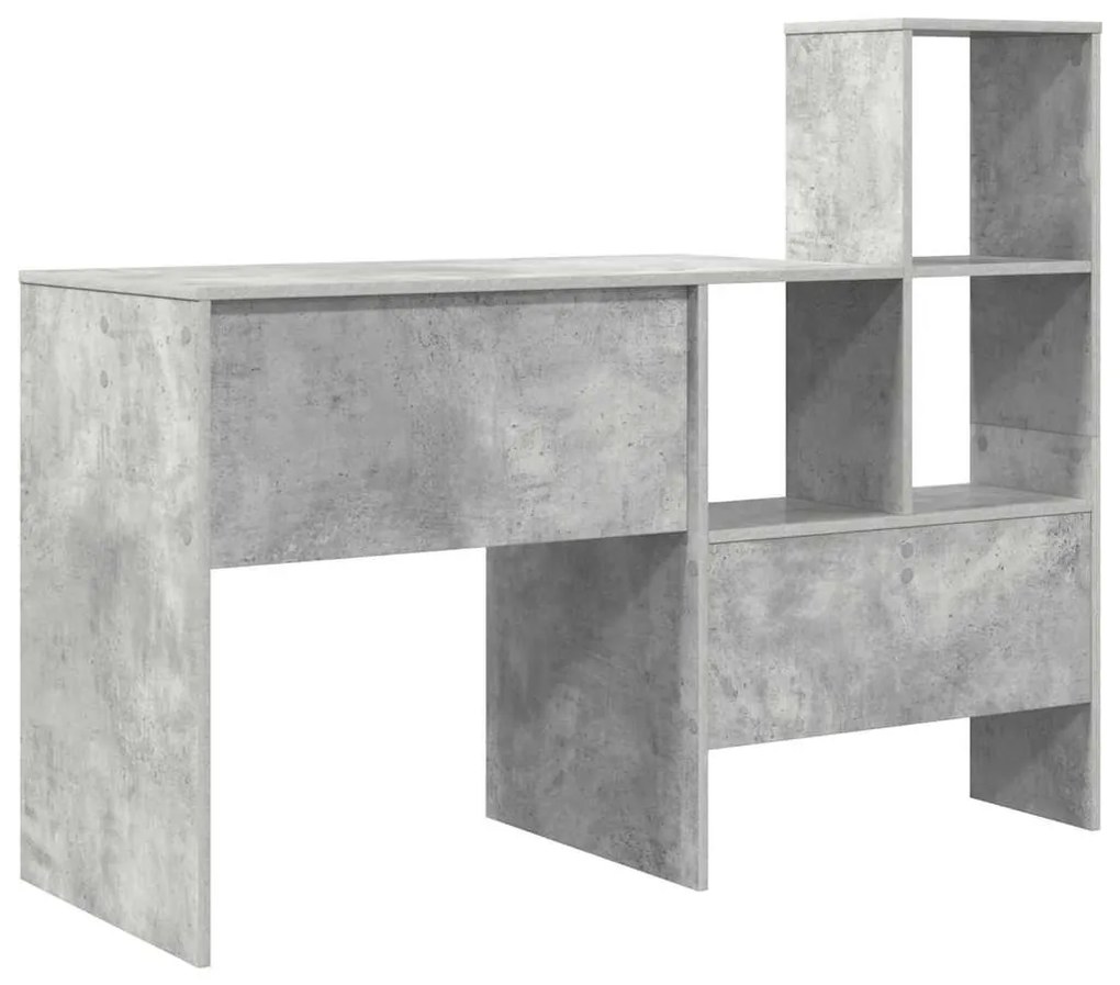 vidaXL Γραφείο με ράφι Γκρι σκυροδέματος 131.5 x 50 x 106.5 εκ.