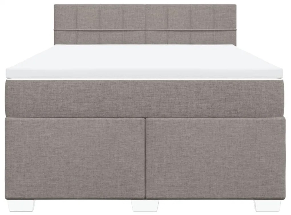 Κρεβάτι Boxspring με Στρώμα Taupe 140x200 εκ. Υφασμάτινο - Μπεζ-Γκρι