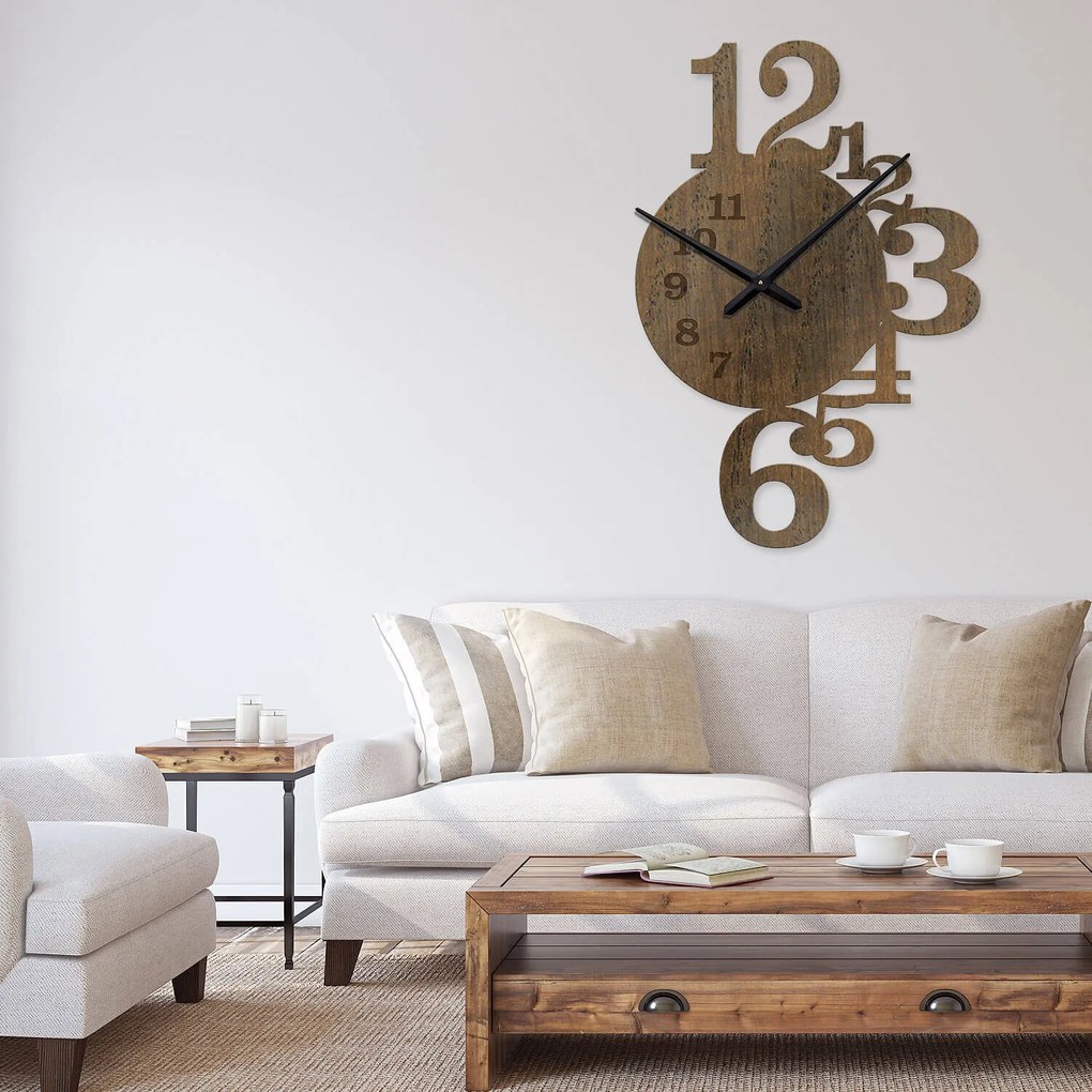 Ρολόι τοίχου  εσωτερικού χώρου ξύλινο clock3 - Clock3-Καρυδιά, 1mx1m