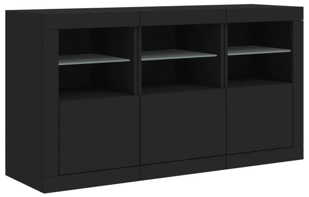 vidaXL Μπουφές με LED Μαύρος 123 x 37 x 67 εκ.