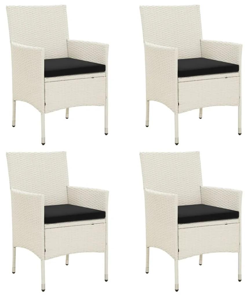 Καρέκλες Εξωτερ. Χώρου 4 τεμ. Λευκές Συνθ. Ρατάν με Μαξιλάρια - Λευκό