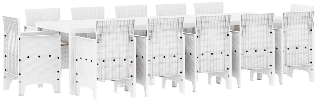 vidaXL Σέτ φαγητού για κήπο με μαξιλάρι 13 pcs Λευκό και Ανοιχτό γκρι