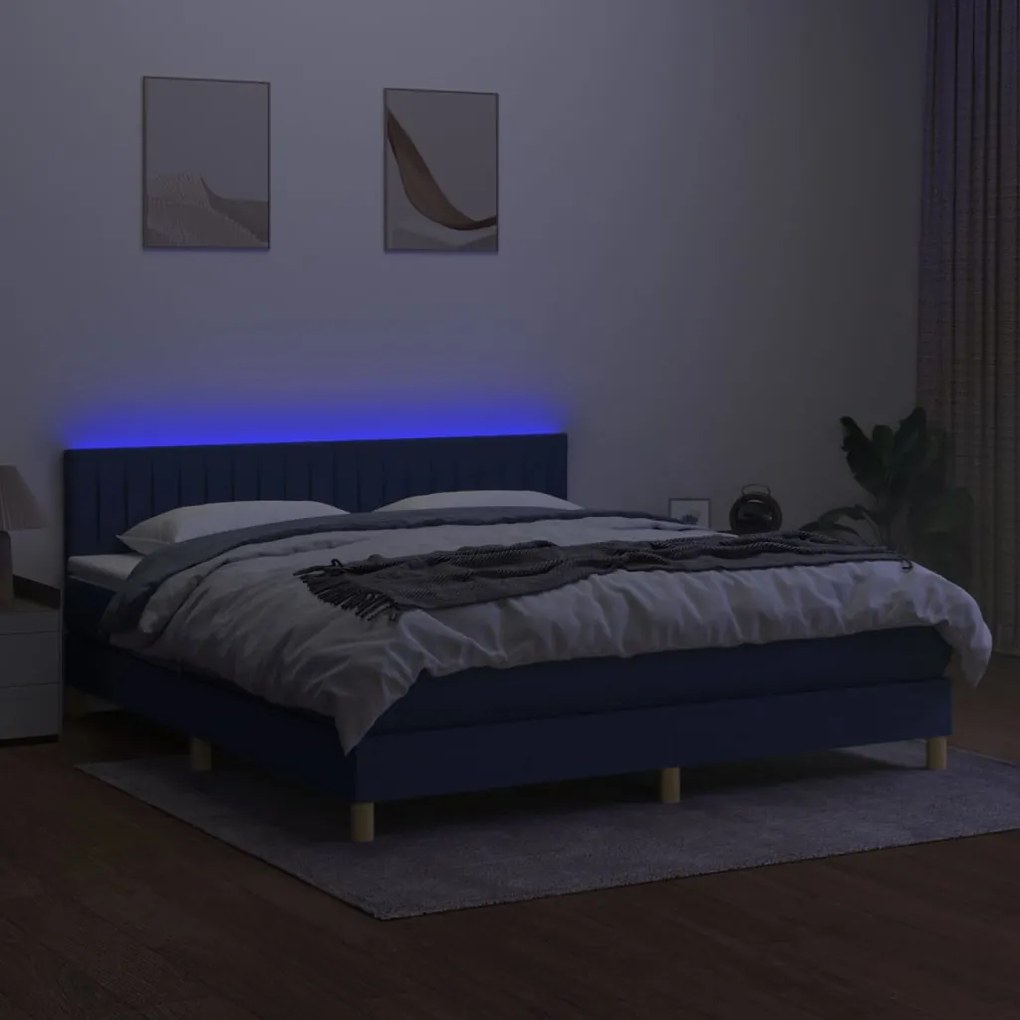 vidaXL Κρεβάτι Boxspring με Στρώμα & LED Κρεμ 160x200 εκ. Υφασμάτινο