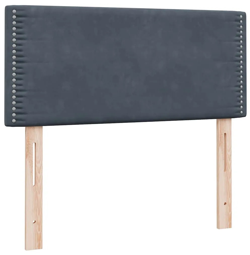 Κρεβάτι Boxspring με Στρώμα Σκούρο Γκρι 100x210 εκ. Βελούδινο - Γκρι