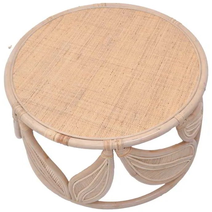 Τραπέζι σαλονιού Siderty pakoworld rattan σε φυσική απόχρωση Φ80x45εκ
