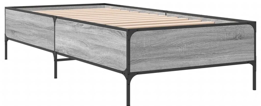 vidaXL Πλαίσιο Κρεβατιού Γκρι Sonoma 75x190 εκ. Επεξ. Ξύλο &amp; Μέταλλο