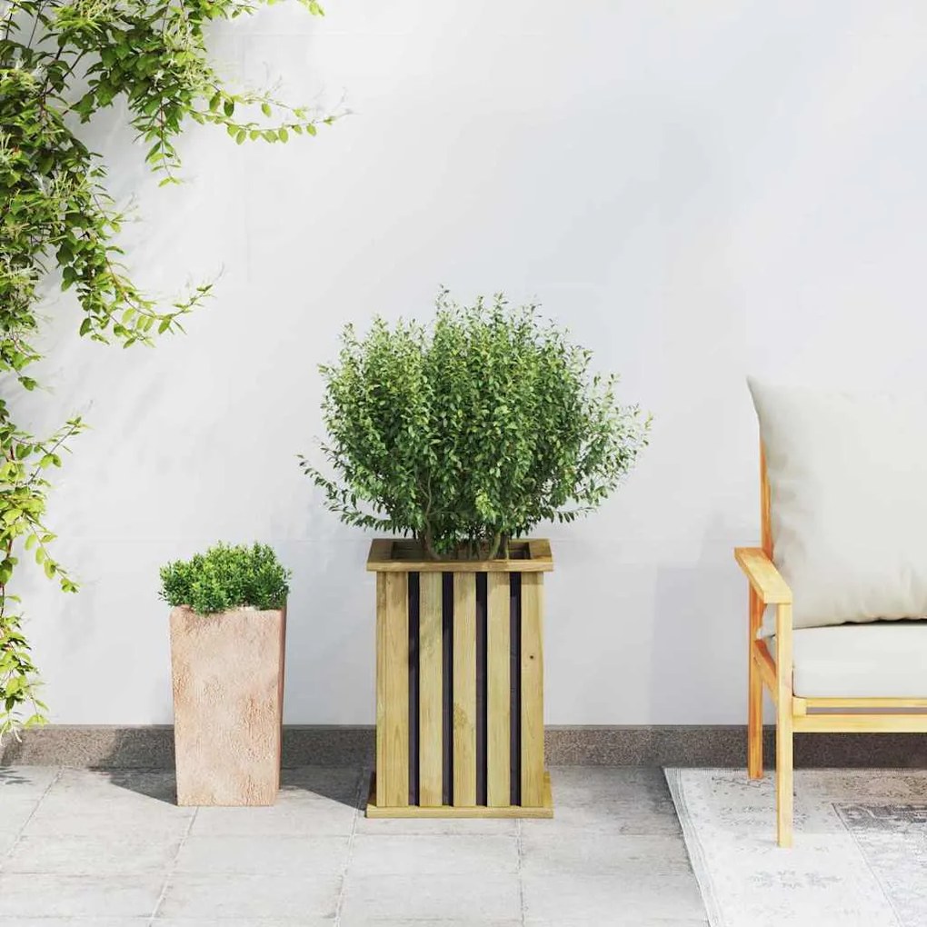 vidaXL Γλάστρα Καφέ 33 x 33 x 45 εκ Εμβαπτισμένη ξυλεία πεύκου