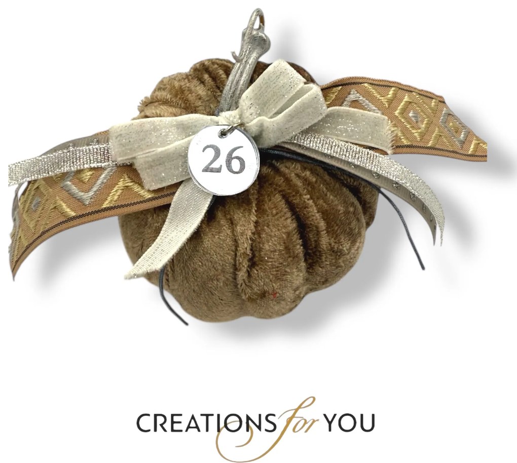 Κολοκύθα Μπεζ Καφέ βελούδινη μεσαία - Ασημί