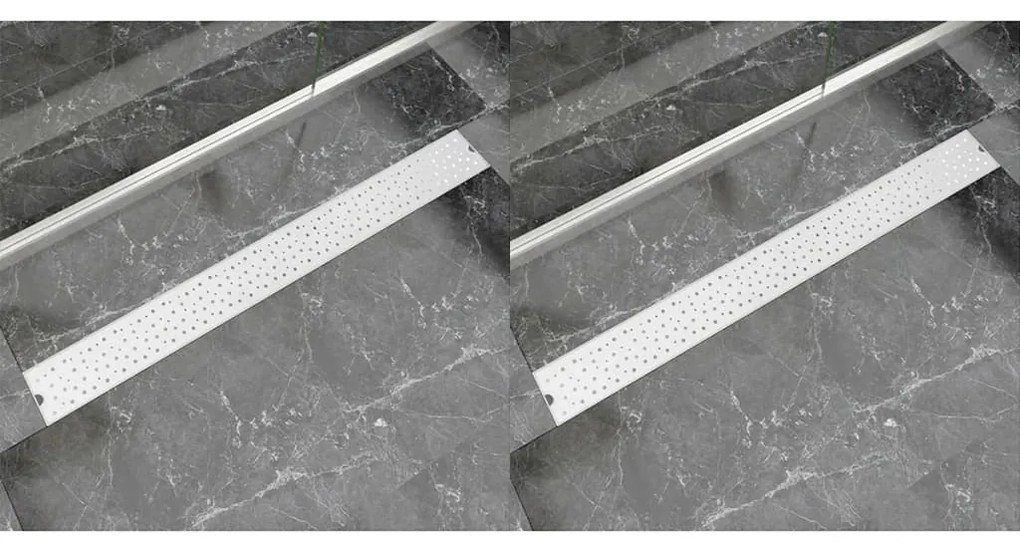 vidaXL Σιφόνια Ντουζιέρας Γραμμικά 2 τεμ. 1030x140 χιλ. Ανοξ. Ατσάλι
