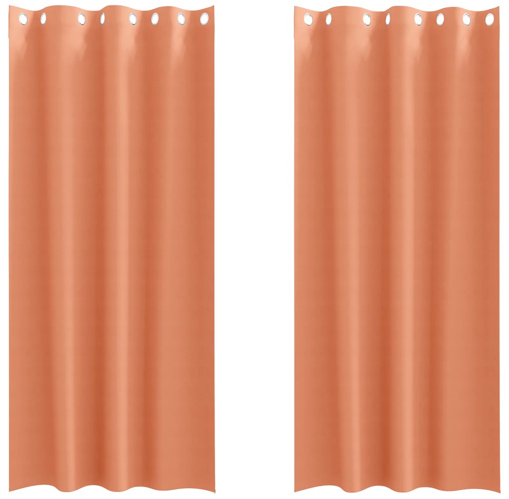 vidaXL Κουρτίνες με κουρτίνες 2 pcs Τερακότα 245 x 140 εκ. Πολυεστέρας