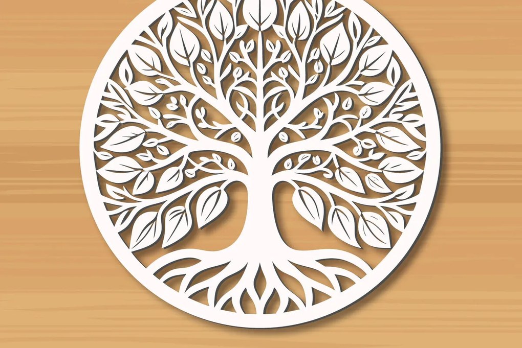 Σετ των 2 Intra απο ξύλο plywood 3mm-4mm πάχος –  κοπής με λέιζερ δέντρου 5 Δίασταση  20x20 cm INTRAFABR-122936200