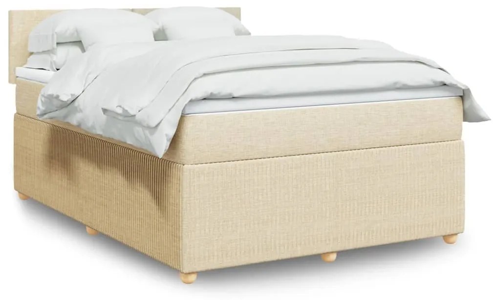 ΚΡΕΒΑΤΙ BOXSPRING ΜΕ ΣΤΡΩΜΑ ΚΡΕΜ 140X190 ΕΚ. ΥΦΑΣΜΑΤΙΝΟ 3289749