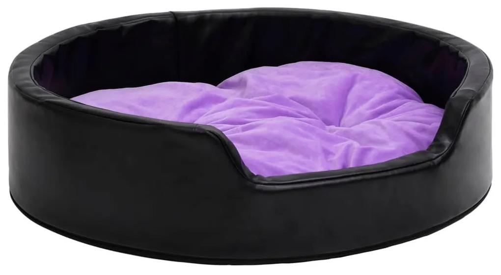Κρεβάτι Σκύλου Μαύρο/Μοβ 99 x 89 x 21 εκ. Βελουτέ/Συνθ. Δέρμα - Μαύρο