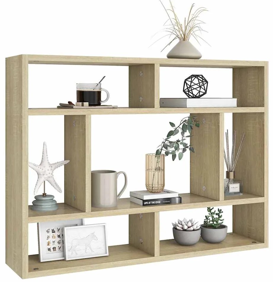 vidaXL Ραφιέρα Τοίχου Sonoma Δρυς 75 x 16 x 55 εκ. από Επεξ. Ξύλο